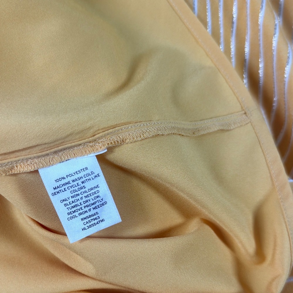 Hinge Yellow Striped Metallic Flutter Sleeve Mini Dress - Picture 8 of 11